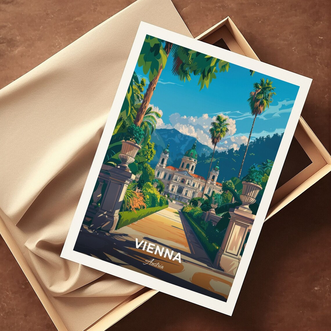 Vienna Belvedere Palace Baroque Domes Garden Avenue Austria Travel Poster - Image 3