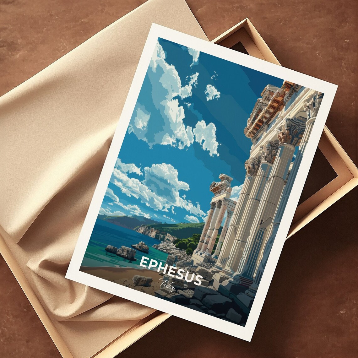 Ephesus Ancient Temple Ruins by the Sea Turkey Travel Poster - Image 3