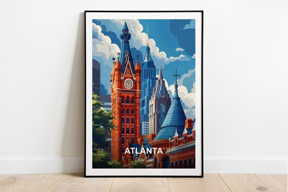 Atlanta Georgia Travel Poster Historic Flatiron Skyline Artwork