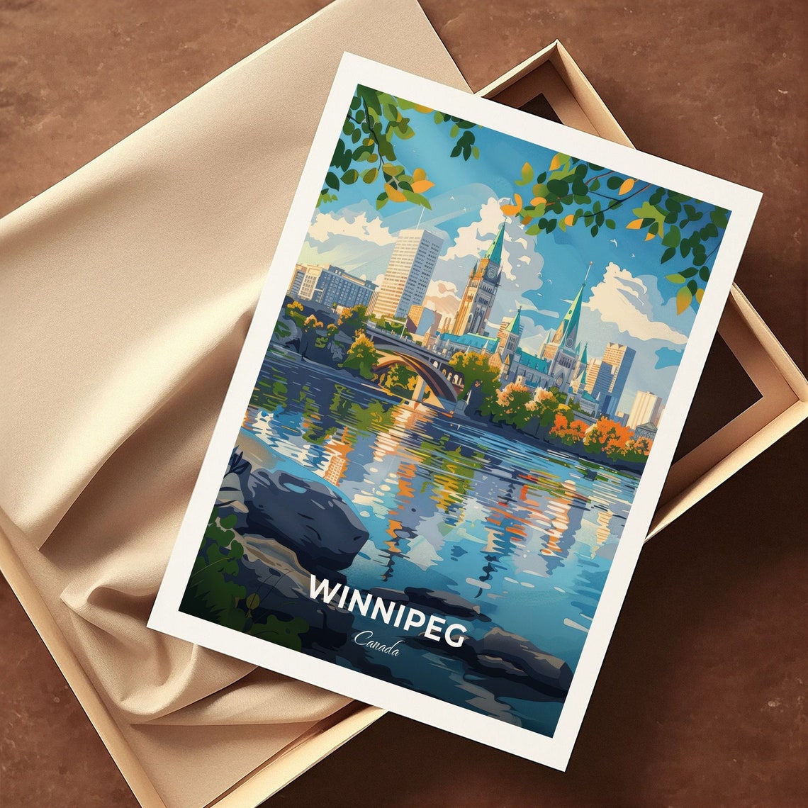 Winnipeg Canada The Forks River Skyline Autumn Travel Poster - Image 3