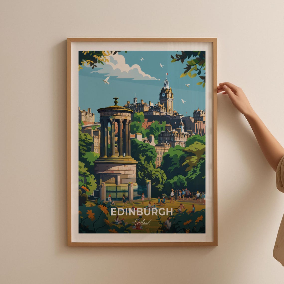 Edinburgh Scotland Calton Hill Monument Modern Travel Poster - Image 2