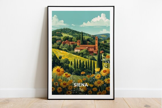 Siena Italy Wildflower Meadow Tuscan Countryside Garden Travel Poster