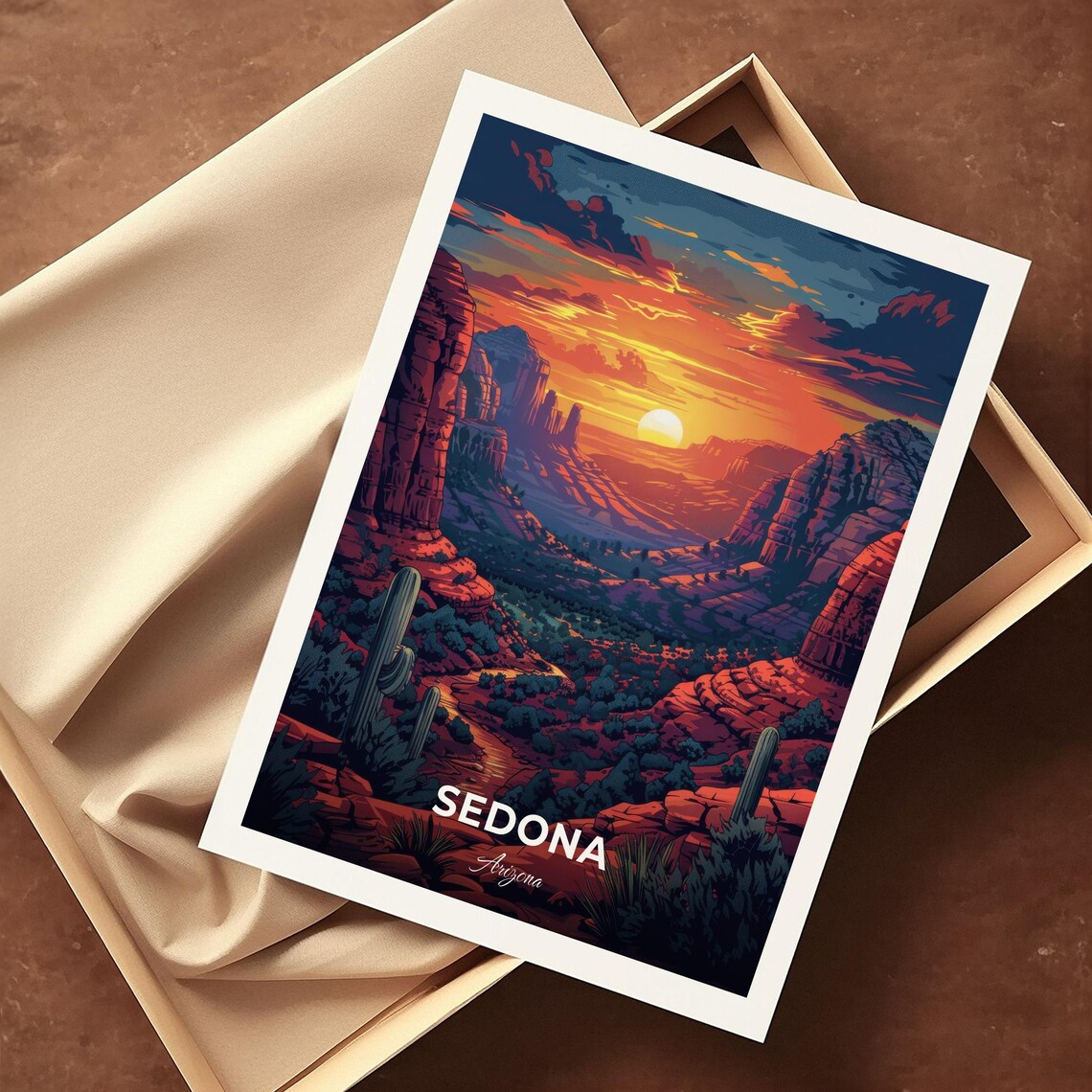 Sedona Arizona Red Rocks Desert Canyon Sunset Modern Travel Poster - Image 4