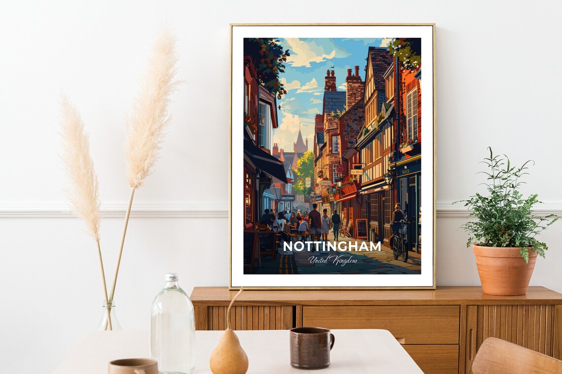 Nottingham Lace Market Shopping Street City View Travel Poster - Image 2