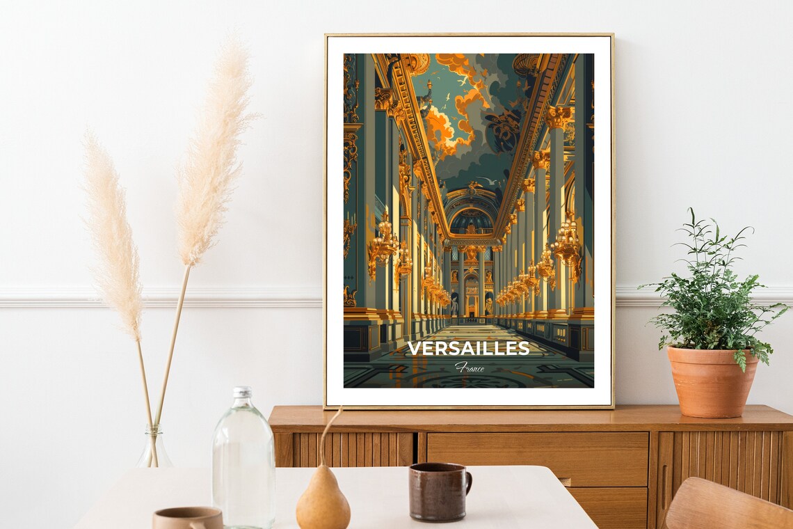 Versailles France Opulent Golden Palace Hall Interior Travel Poster - Image 2