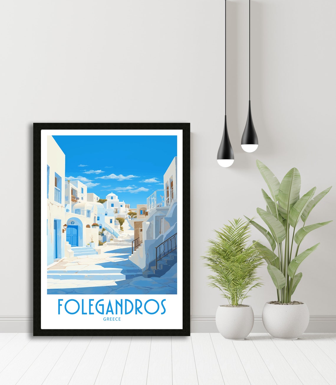 Folegandros Greece Whitewashed Alley Blue Doors Stairs Travel Poster - Image 5