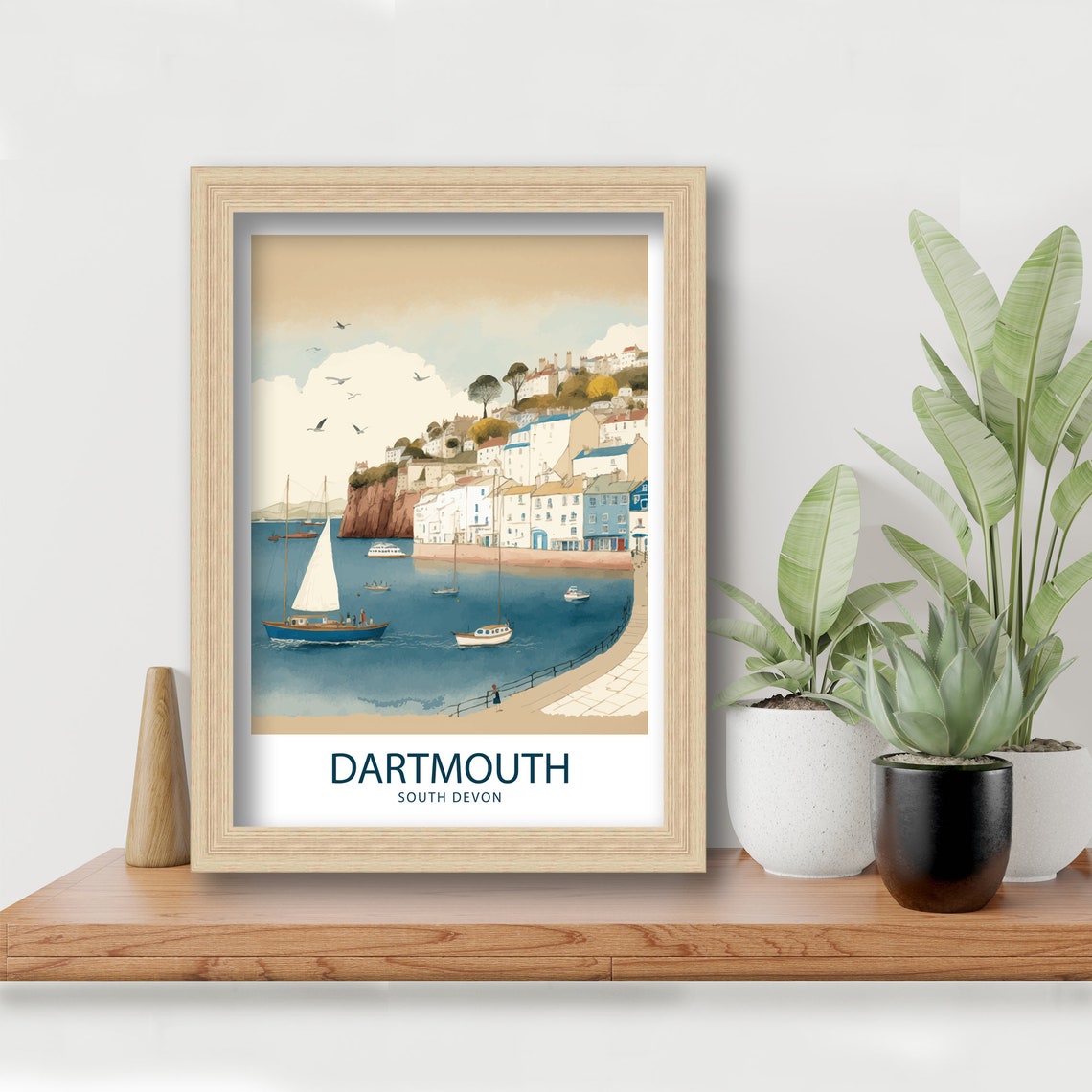 Dartmouth South Devon Harbour Sailboats Waterfront Art Poster - Image 5