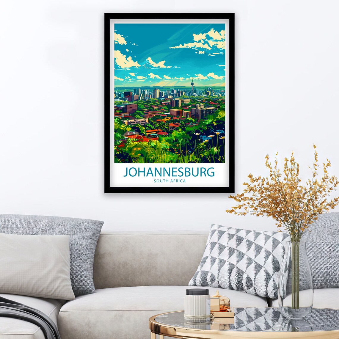 Johannesburg South Africa Skyline Rising Over Green Suburbs Poster - Image 2