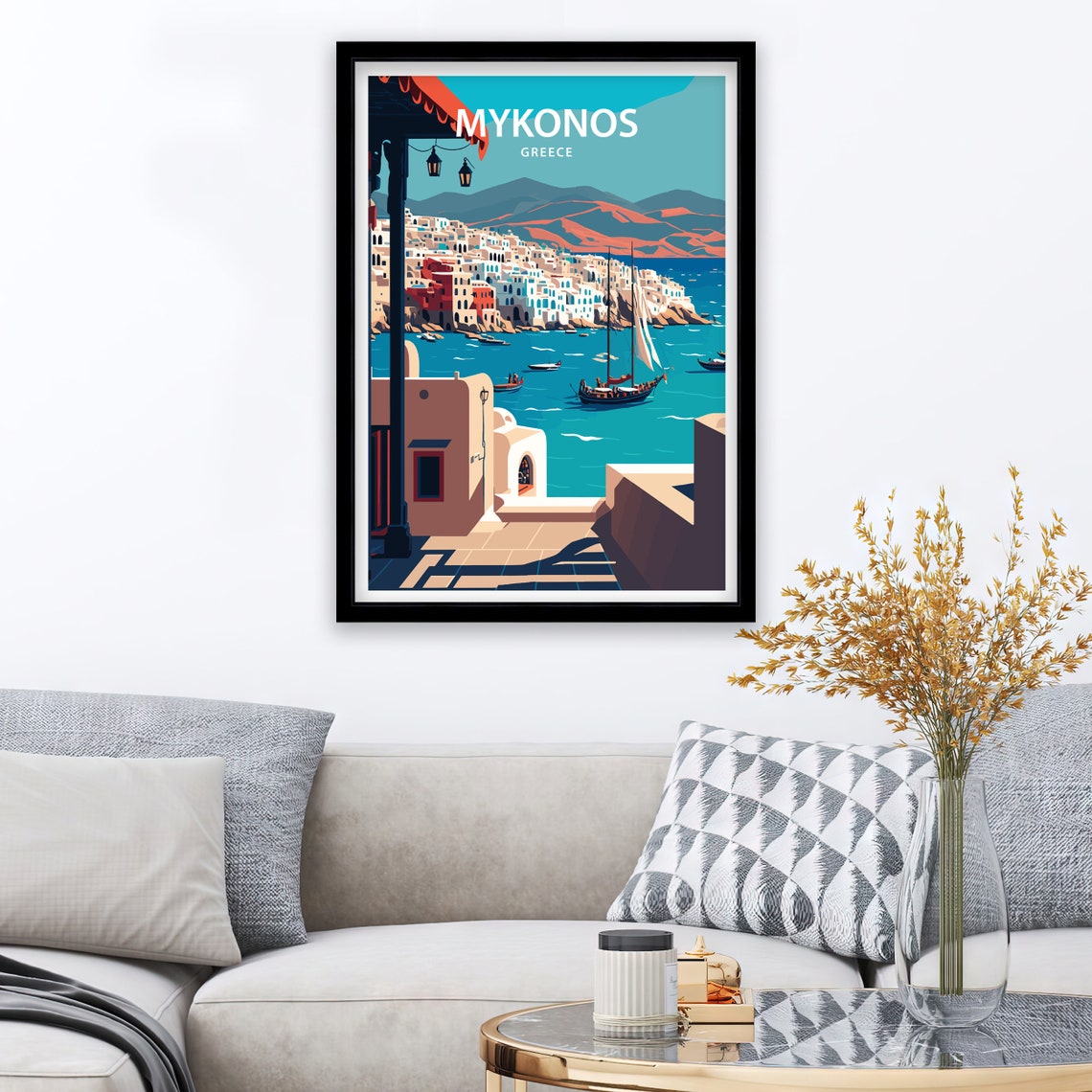 Mykonos Art Print Mykonos Print Greece Print Mykonos Wall Art Mykonos Poster Travel Poster Mykonos Travel Print Greece Art Print - Image 2