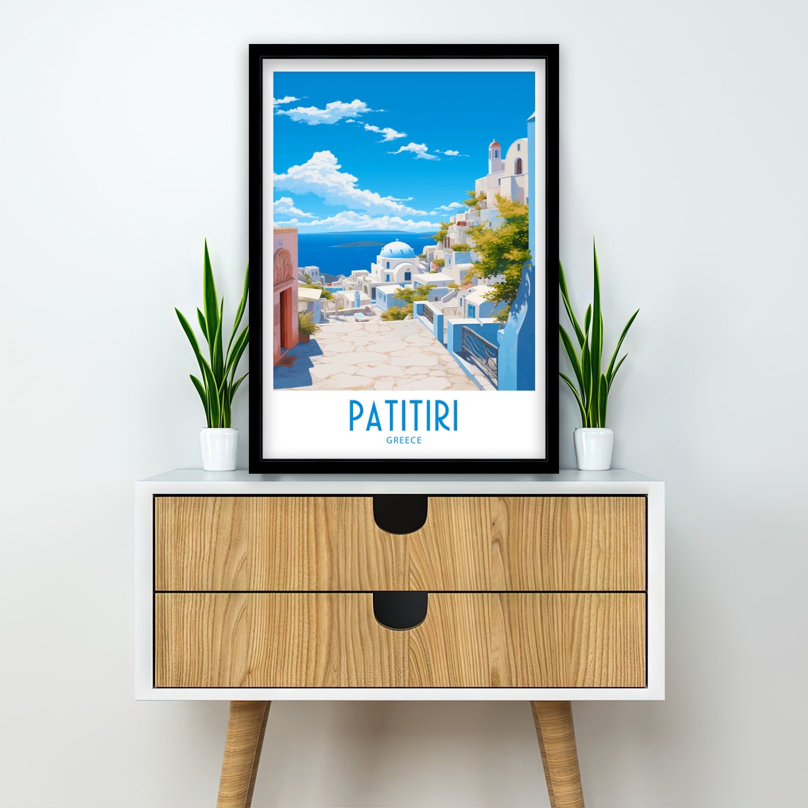 Patitiri Greece White Village Blue Dome Church Aegean Blue Sky Poster - Image 2
