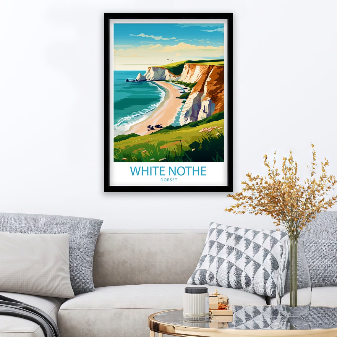 White Nothe Dorset Chalk Cliffs Secluded Beach Cove Travel Poster - Image 2