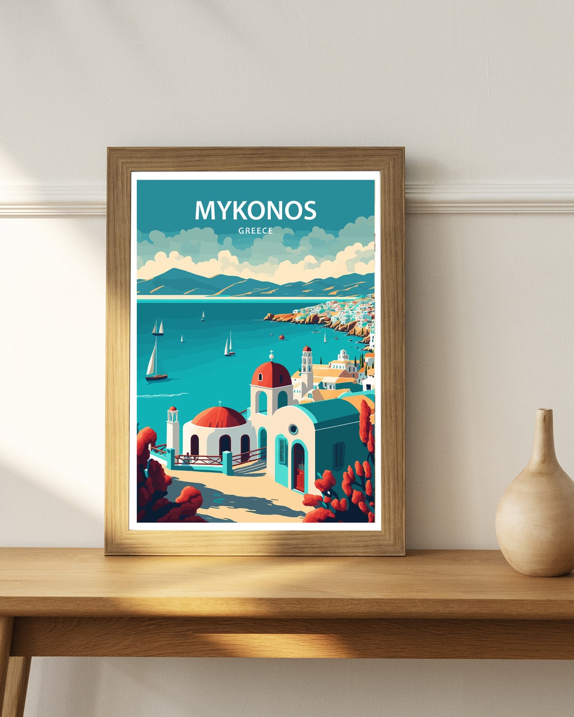 Mykonos Art Print Mykonos Print Greece Print Mykonos Wall Art Mykonos Poster Travel Poster Mykonos Travel Print Greece Art Print - Image 3