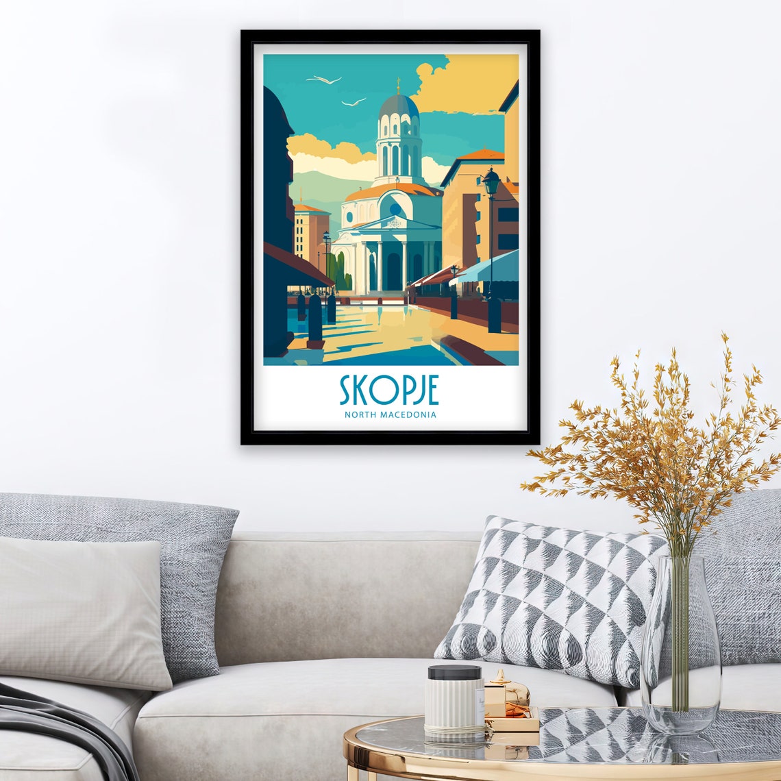 Skopje Travel Print Skopje Macedonia Wall Art Skopje Home Living Decor Skopje Macedonia Illustration Travel Poster Gift For Skopje Macedonia - Image 3