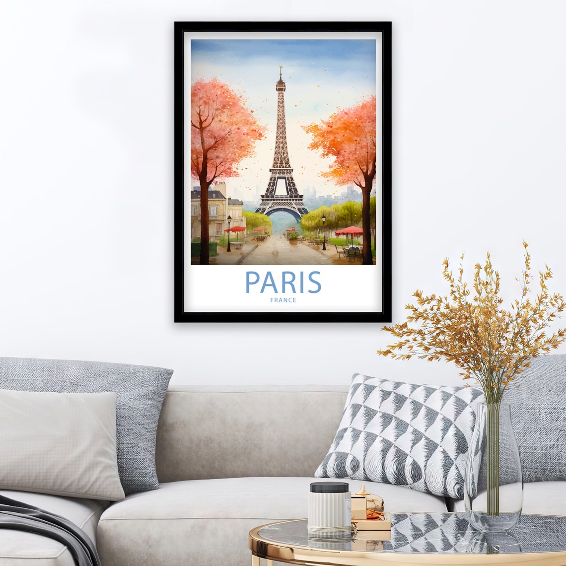 Eiffel Tower Paris Travel Print Wall Art Paris France Travel Poster Wall Hanging Home Dcor Paris France Gift Lover Paris France Art Lover - Image 3