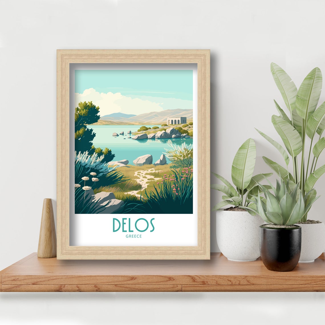 Delos Greece Serene Lagoon Wildflowers Ancient Ruins Travel Poster - Image 6