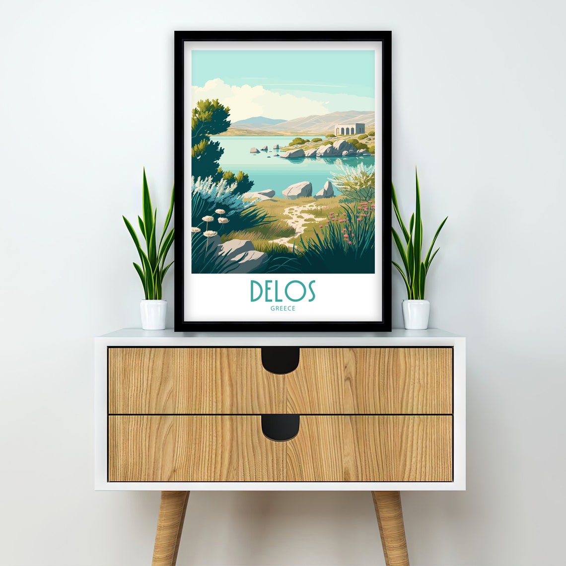 Delos Greece Serene Lagoon Wildflowers Ancient Ruins Travel Poster - Image 2