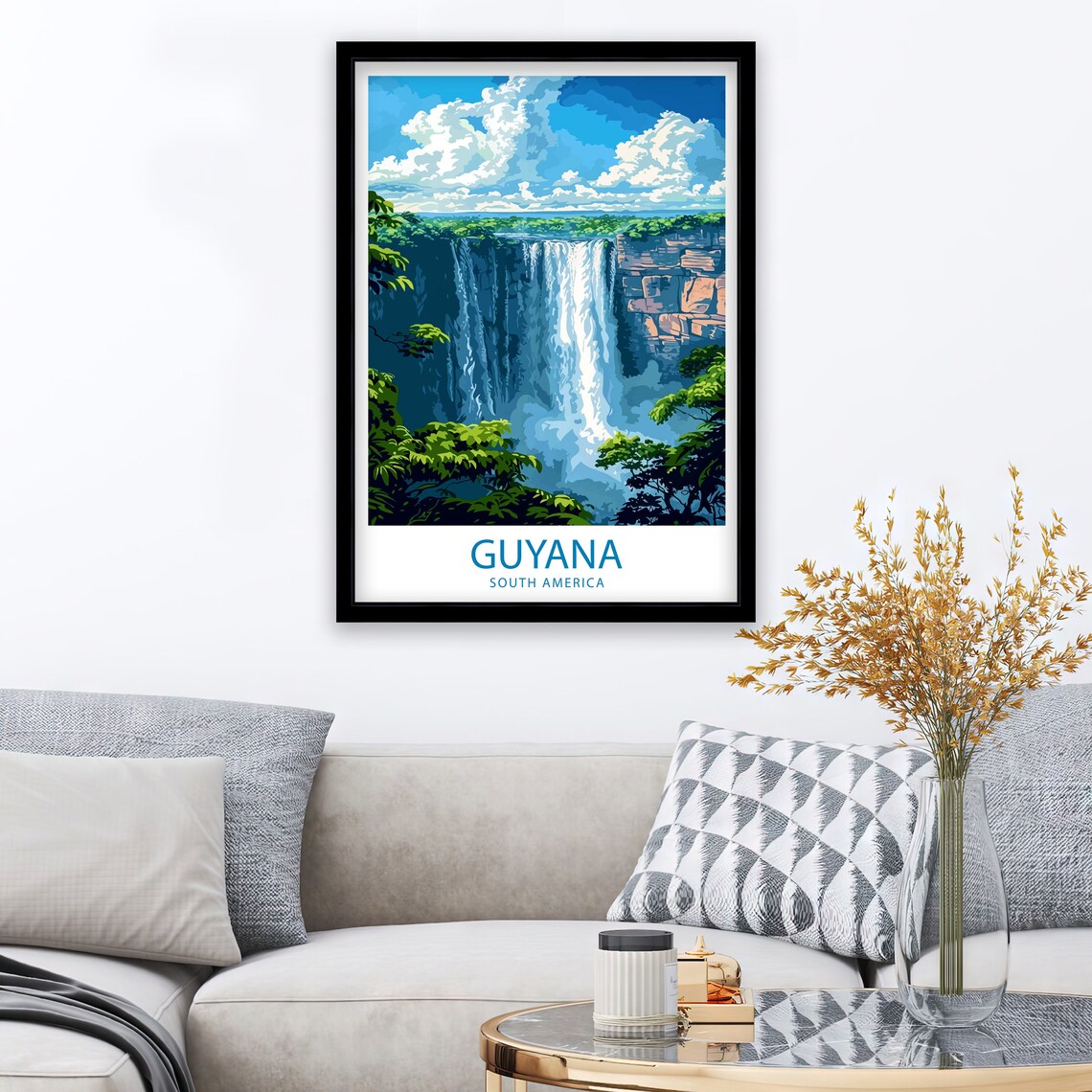 Guyana South America Kaieteur Falls Waterfall Jungle Scene Poster