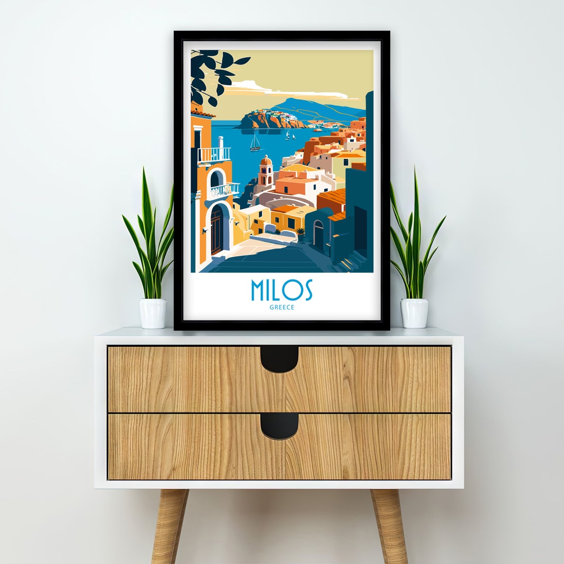 Milos Greece Golden Hour Harbor Town Sailboats Travel Art Poster - Image 2