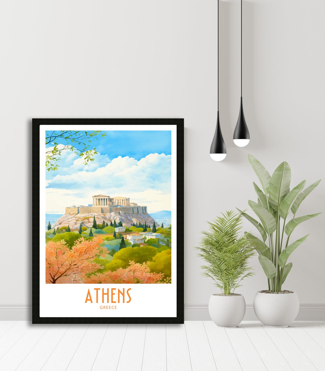 Athens Greece Acropolis Seasonal Foliage Hillside Trees View Poster - Image 5