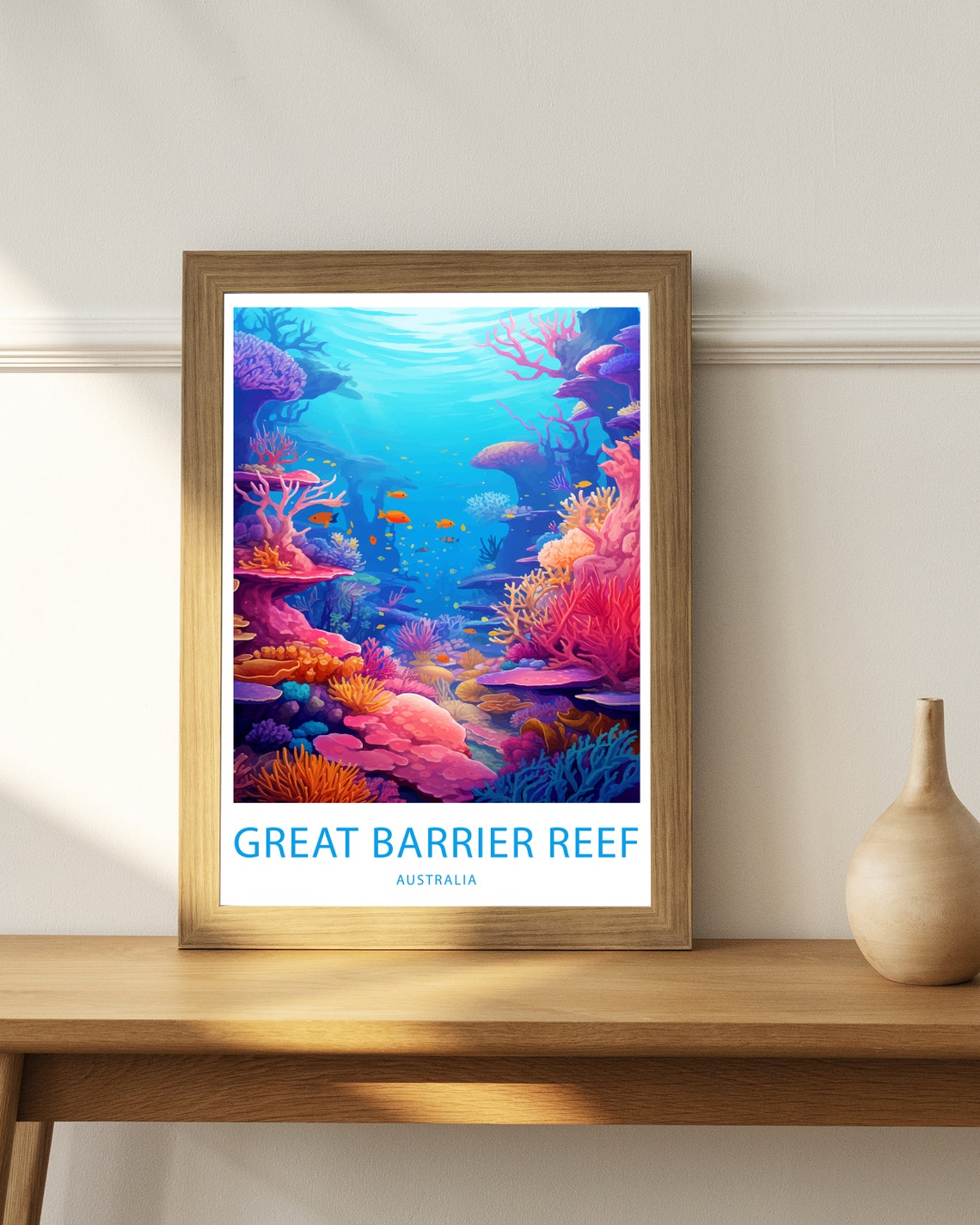 Great Barrier Reef Australia Coral Ocean Illustrated Travel Poster - Image 4
