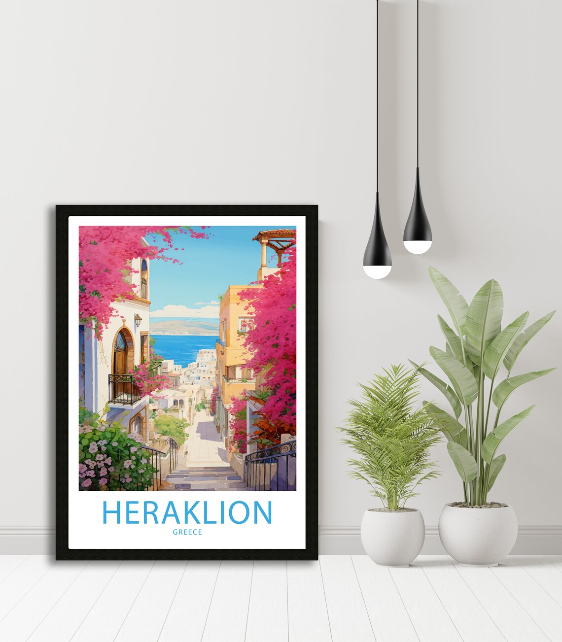 Heraklion Greece Bougainvillea Steps Sea View Retro Travel Poster - Image 5