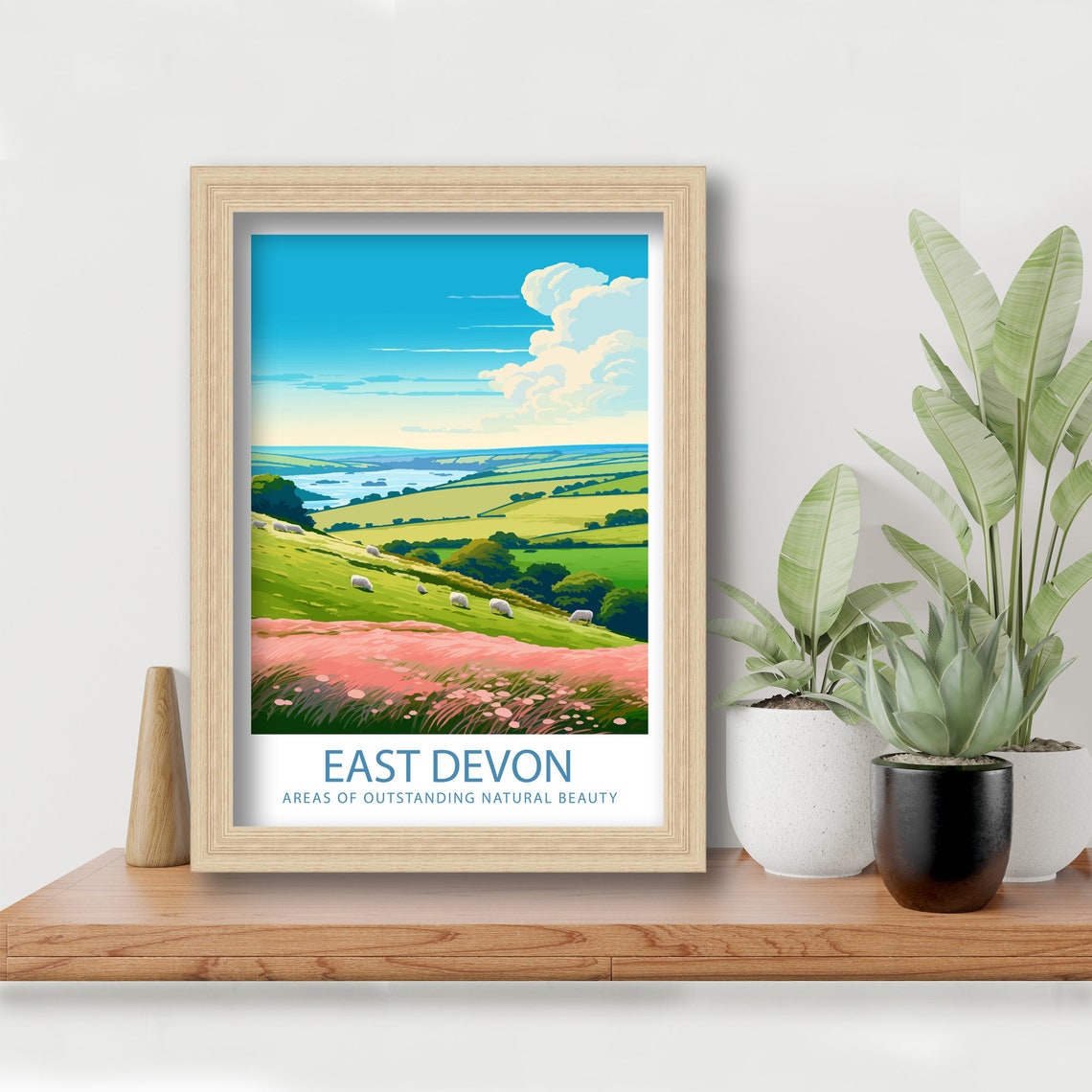 East Devon Countryside Sheep Pastures Wildflower Hillside Art Poster - Image 5