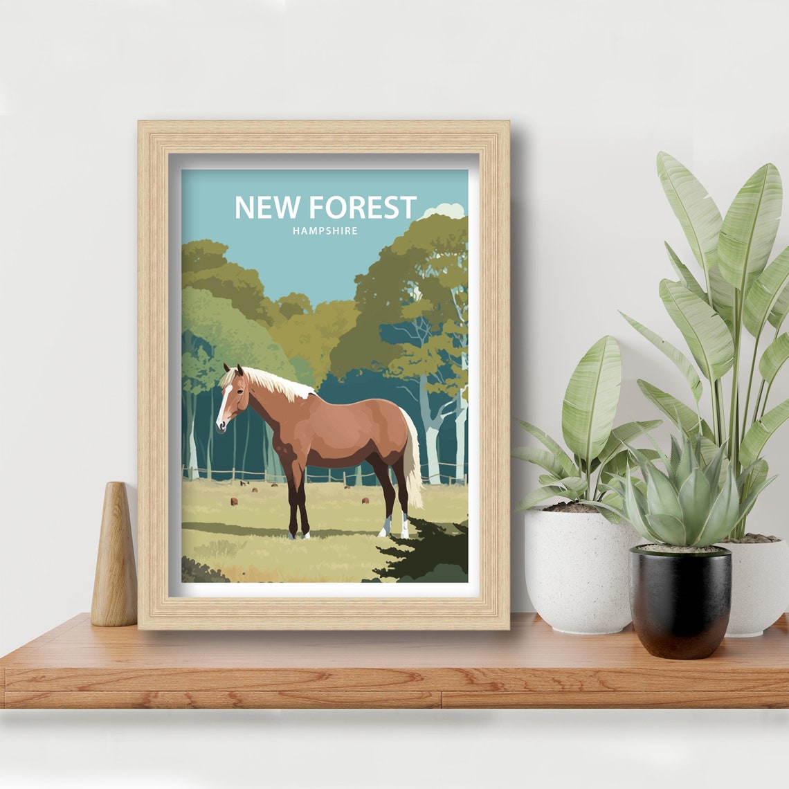 New Forest Hampshire Chestnut Horse Meadow Woodland Travel Poster - Image 5
