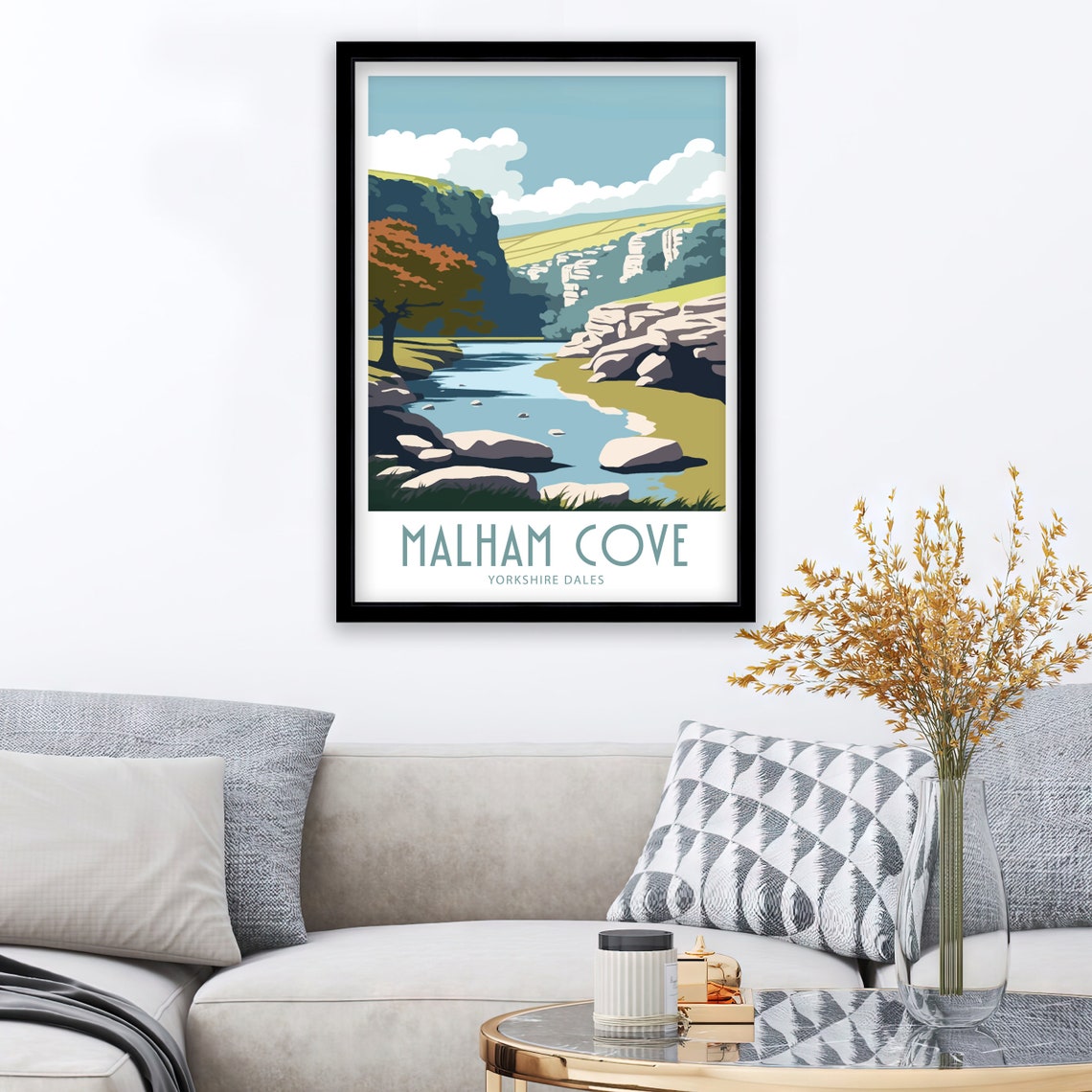Malham Cove Yorkshire Dales Limestone Cliffs And Stream Scenic Poster - Image 3