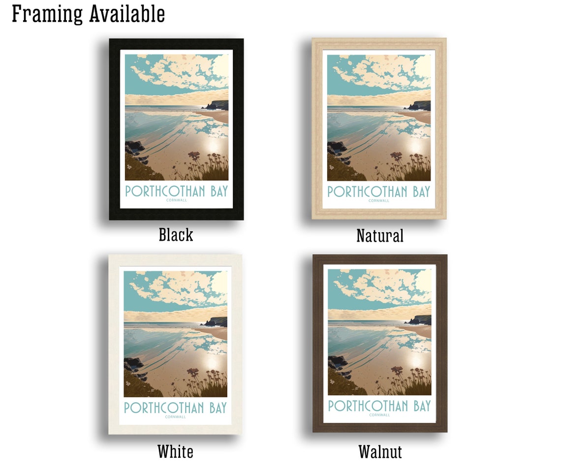 Porthcothan Bay Cornwall Headland Wildflowers Sandy Beach Art Poster - Image 3
