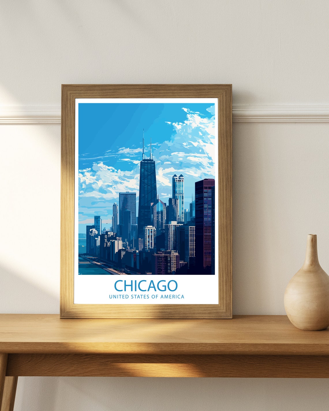 Chicago Illinois Downtown Skyline Towers Cityscape Day Travel Poster - Image 3