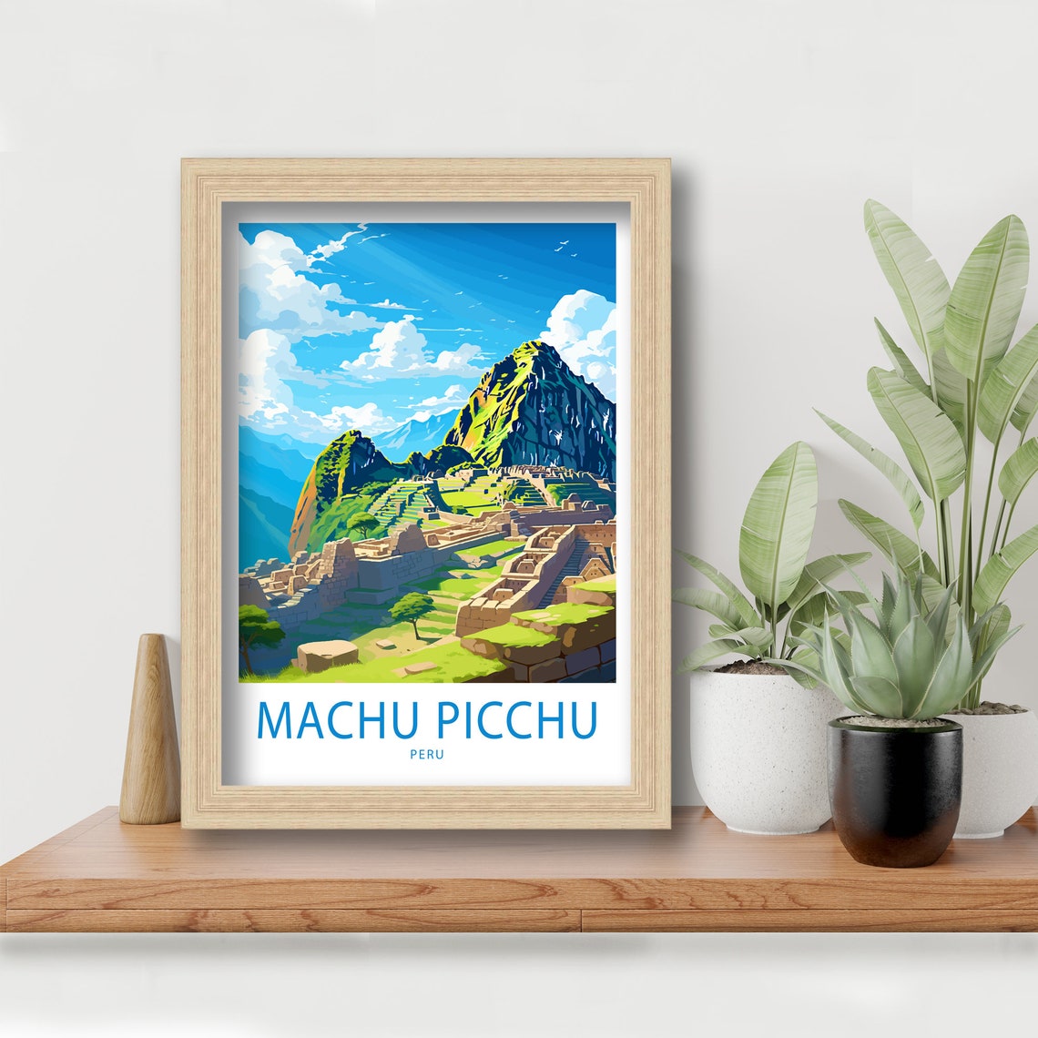 Machu Picchu Peru Ancient Ruins Mountain Illustrated Travel Poster - Image 6