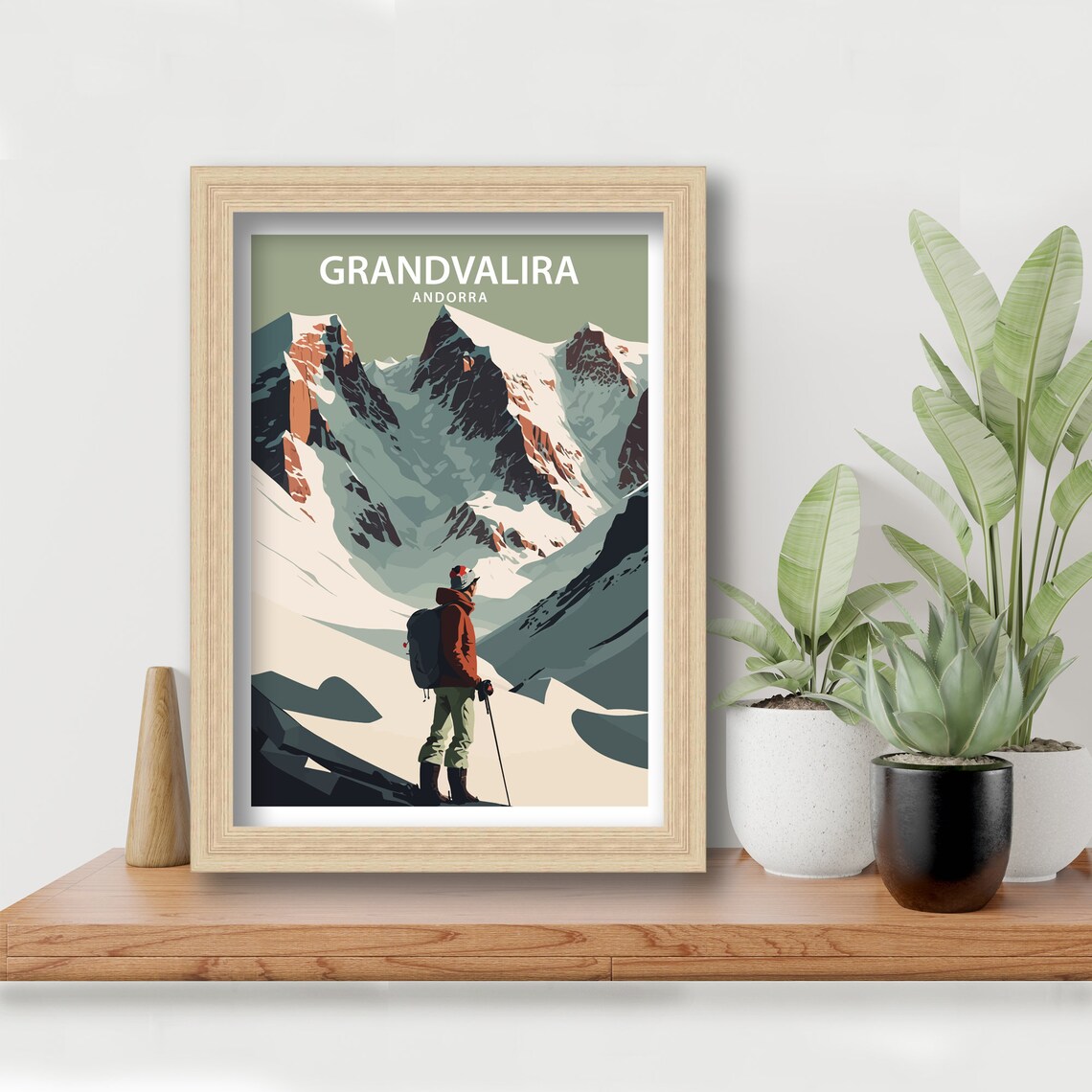 Grandvalira Andorra Hiker Snowy Peaks Pyrenees Travel Poster - Image 5