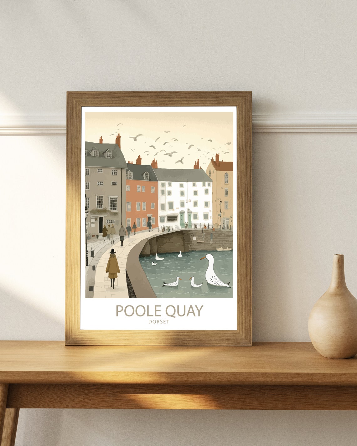 Poole Quay Dorset Harbour Gulls Townhouses Vintage Travel Poster - Image 3