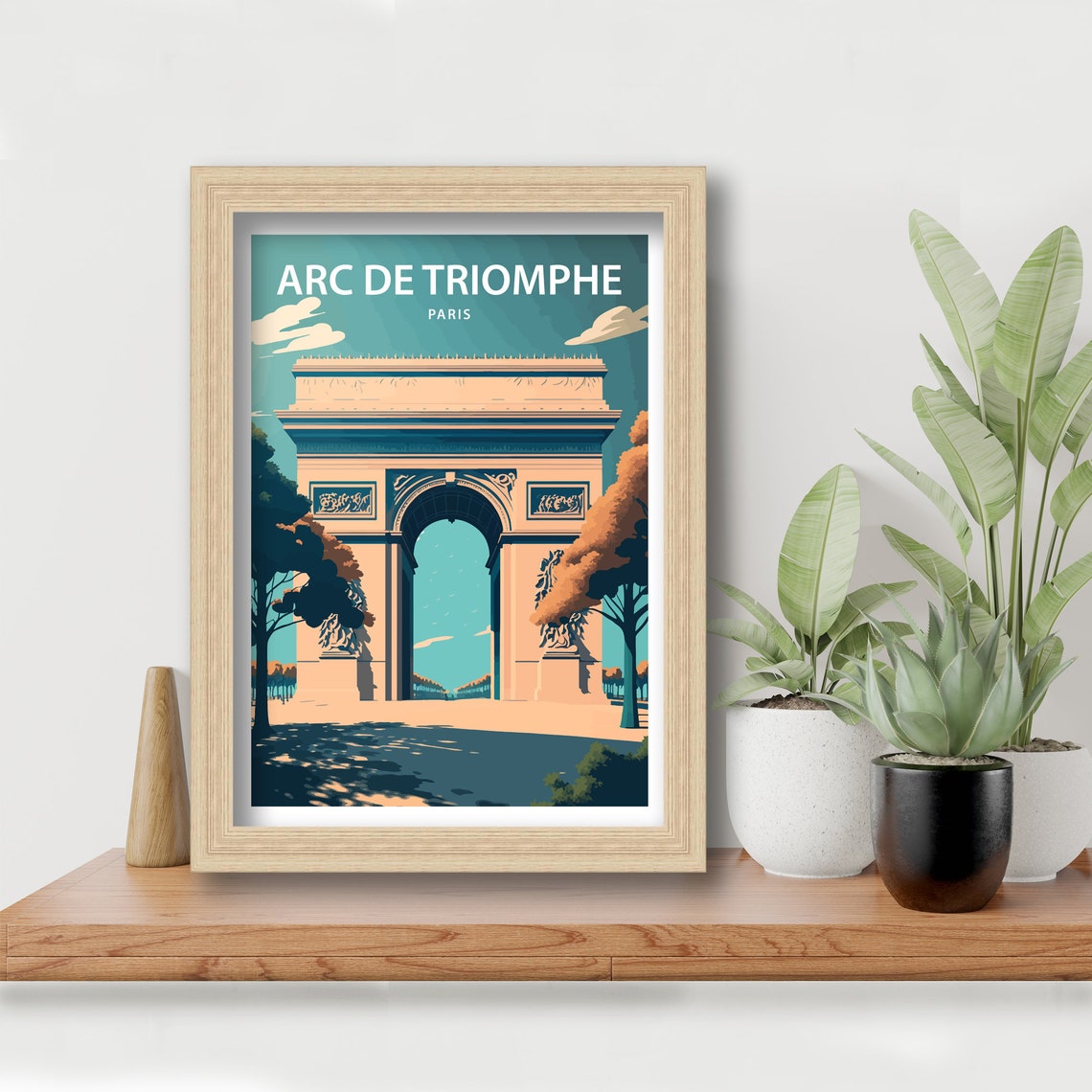 Arc de Triomphe Paris Monument Avenue Trees Retro Travel Poster - Image 5