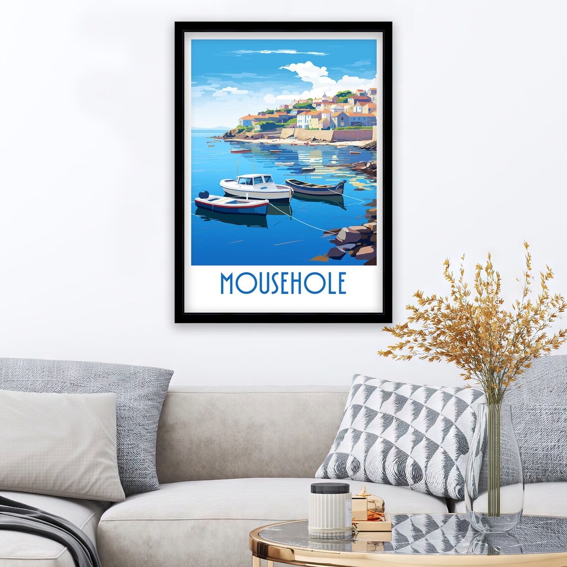 Mousehole Cornwall Fishing Harbour Boats Seaside Village Poster - Image 3