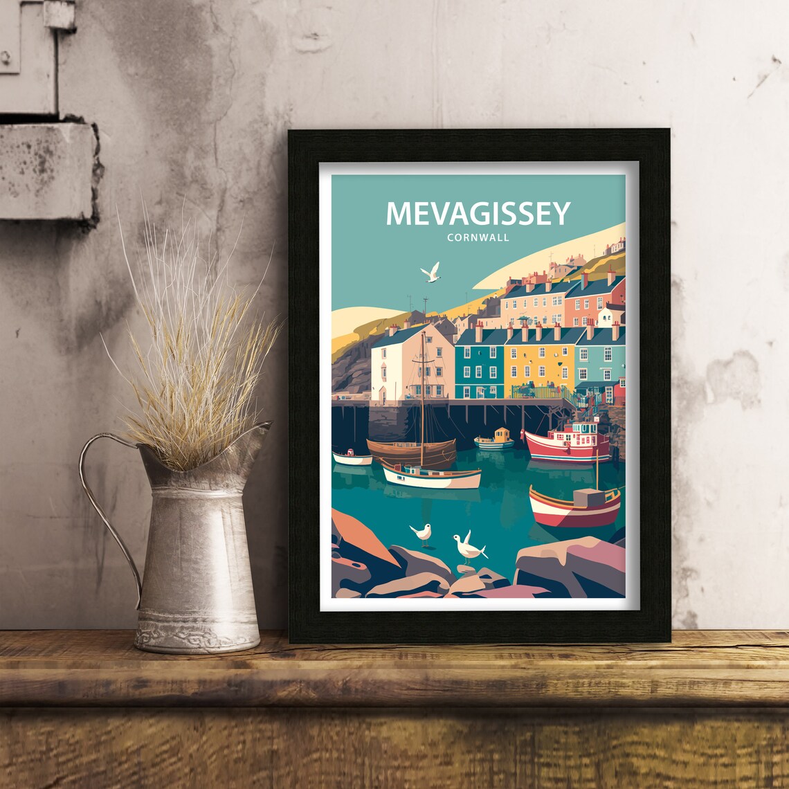 Mevagissey Harbour Travel Poster, Cornwall - Image 4