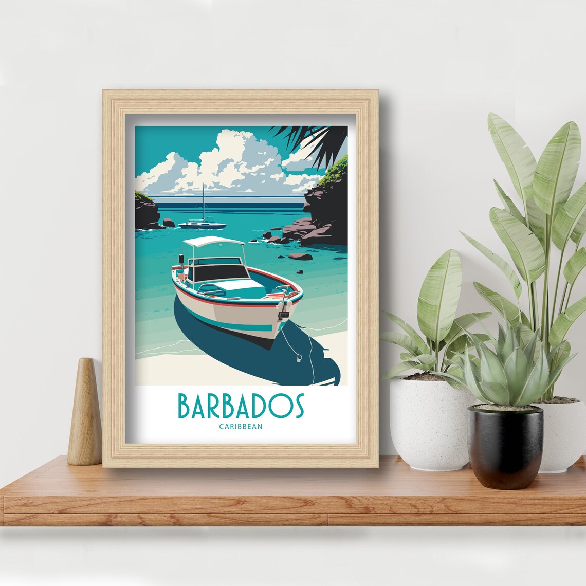 Barbados Caribbean Fishing Boat Turquoise Bay Vintage Travel Poster - Image 5