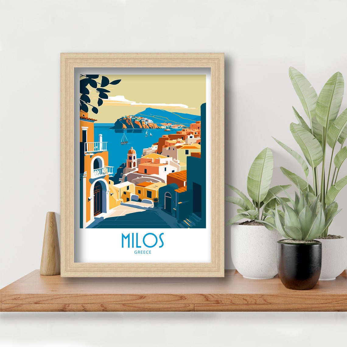 Milos Greece Golden Hour Harbor Town Sailboats Travel Art Poster - Image 6