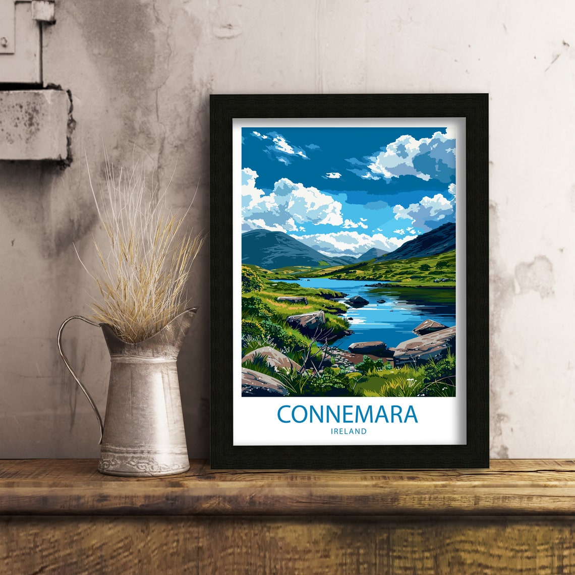 Connemara Ireland Lake and Mountains in the Irish Countryside Poster
