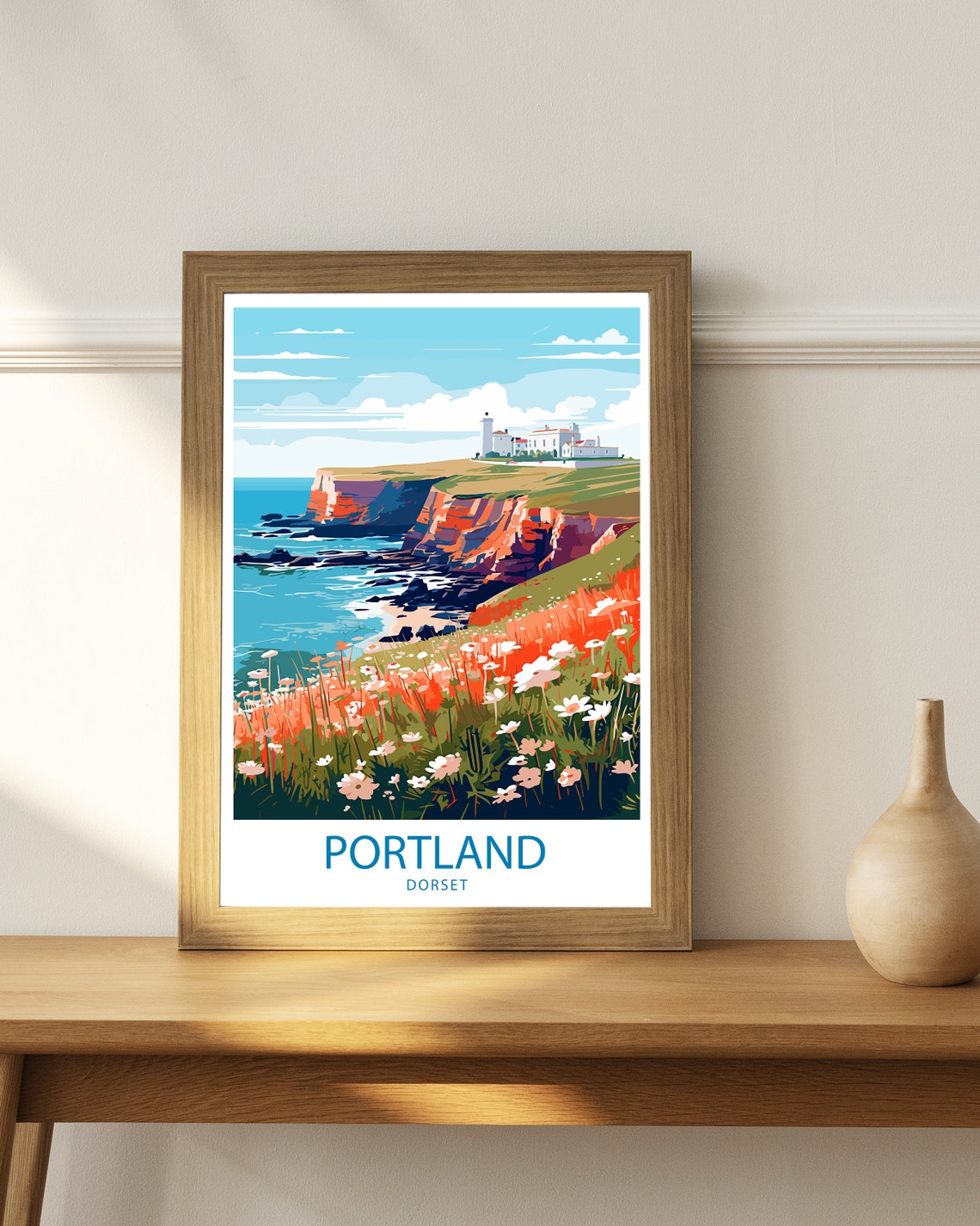 Portland Bill Travel Print Portland Wall Decor Uk Portland Art Portland Wall Art Uk Poster Gift For Lighthouse Enthusiasts Portland Bill Art - Image 3