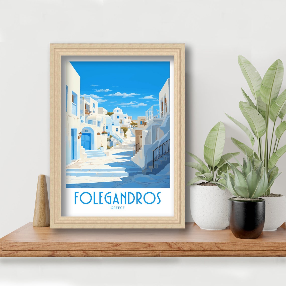 Folegandros Greece Whitewashed Alley Blue Doors Stairs Travel Poster - Image 6