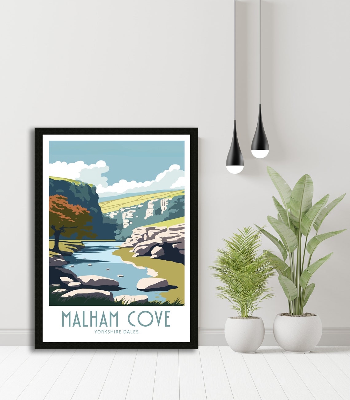 Malham Cove Yorkshire Dales Limestone Cliffs And Stream Scenic Poster - Image 5