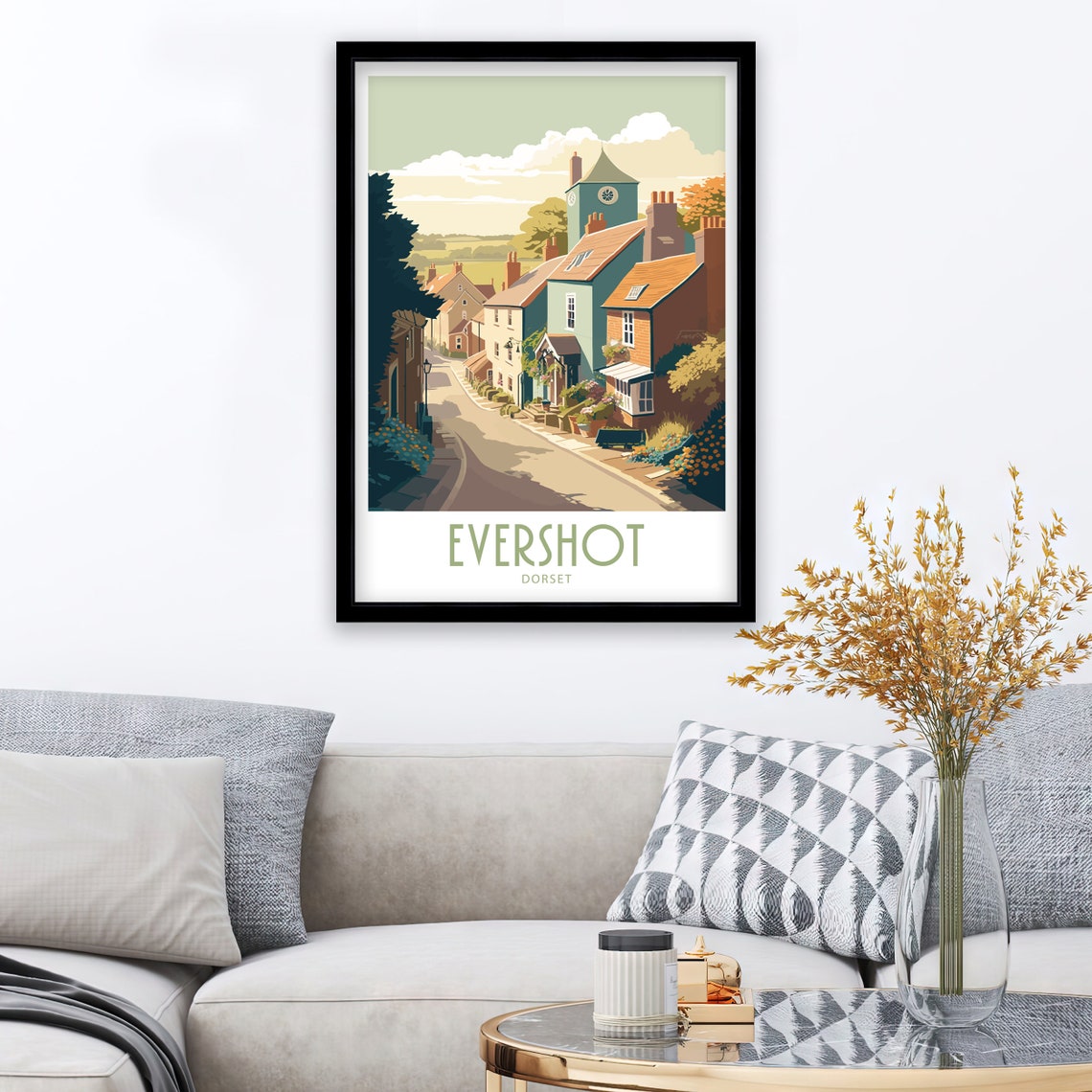 Evershot Dorset Old Village Street Scene Vintage Travel Poster - Image 3