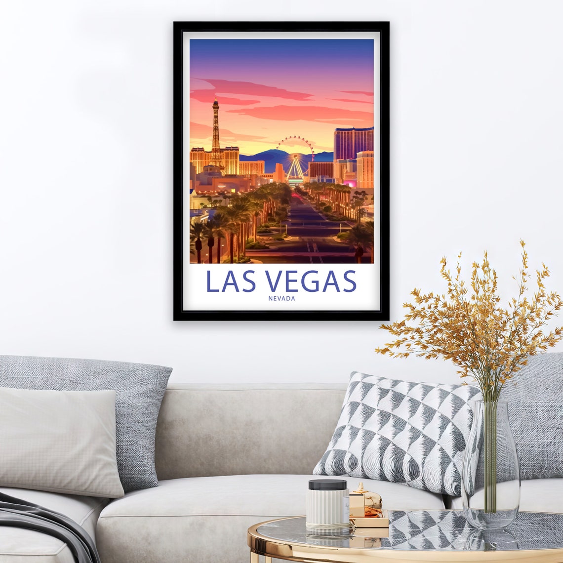 Las Vegas Nevada Eiffel Tower High Roller Sunset Boulevard Art Poster - Image 3