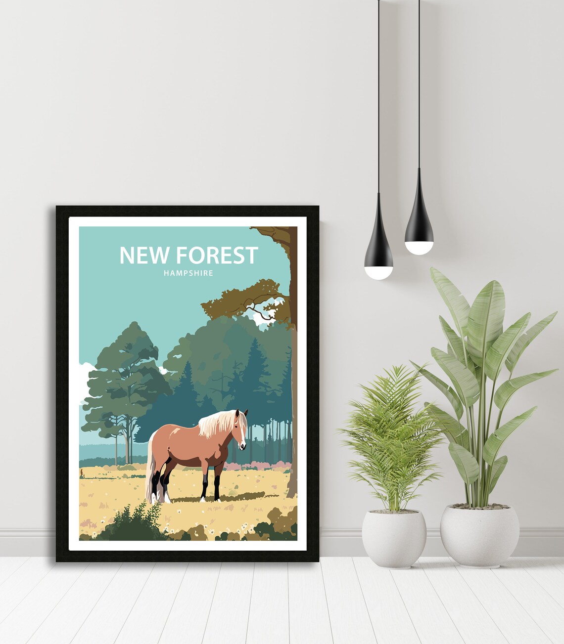 New Forest Ponies Art Print, Hampshire Travel Poster - Image 4