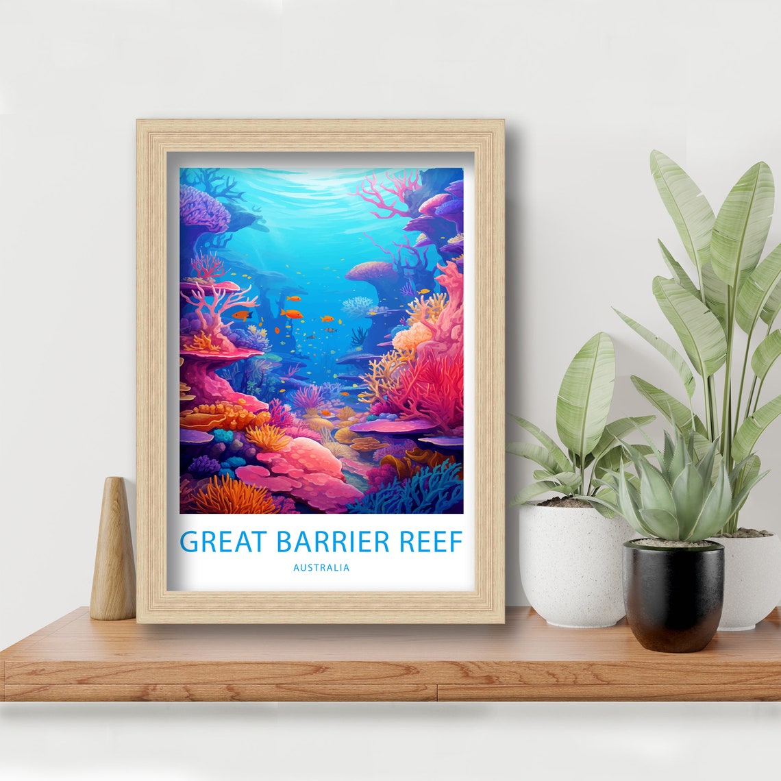Great Barrier Reef Australia Coral Ocean Illustrated Travel Poster - Image 6