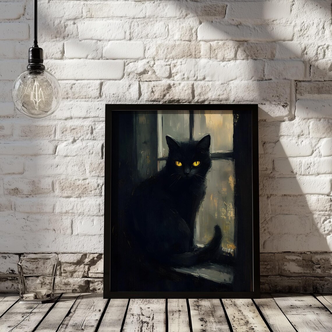 Black Cat Halloween Art Print, Moody Vintage Style - Image 2