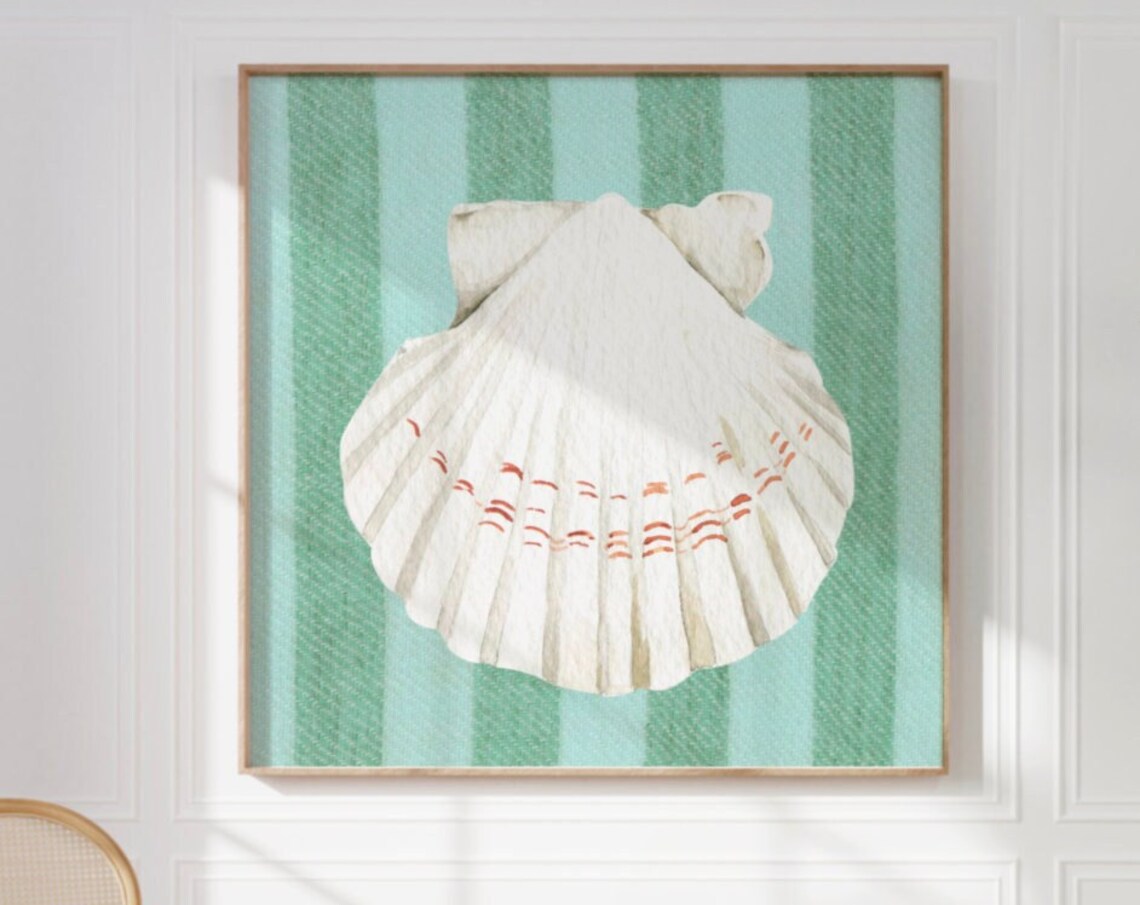 Seashell Sketch Print, Coastal Living Room Art