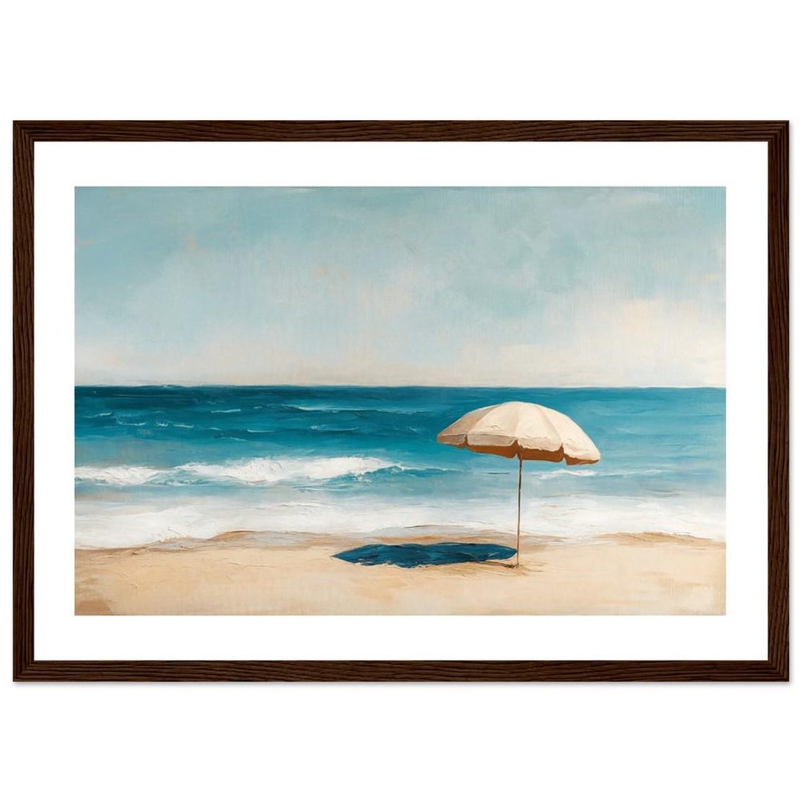 Minimalist Beach Umbrella Turquoise Sea Serene Calm Coastal Poster - Image 2