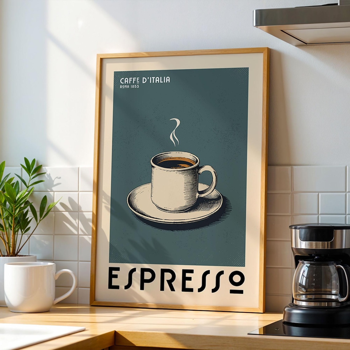 Espresso Coffee Poster, Modern Kitchen Wall Art